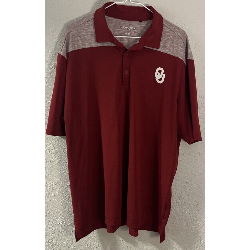 Oklahoma Sooners Columbia Polo Mens 2XL Red Embroidered NCAA Shirt